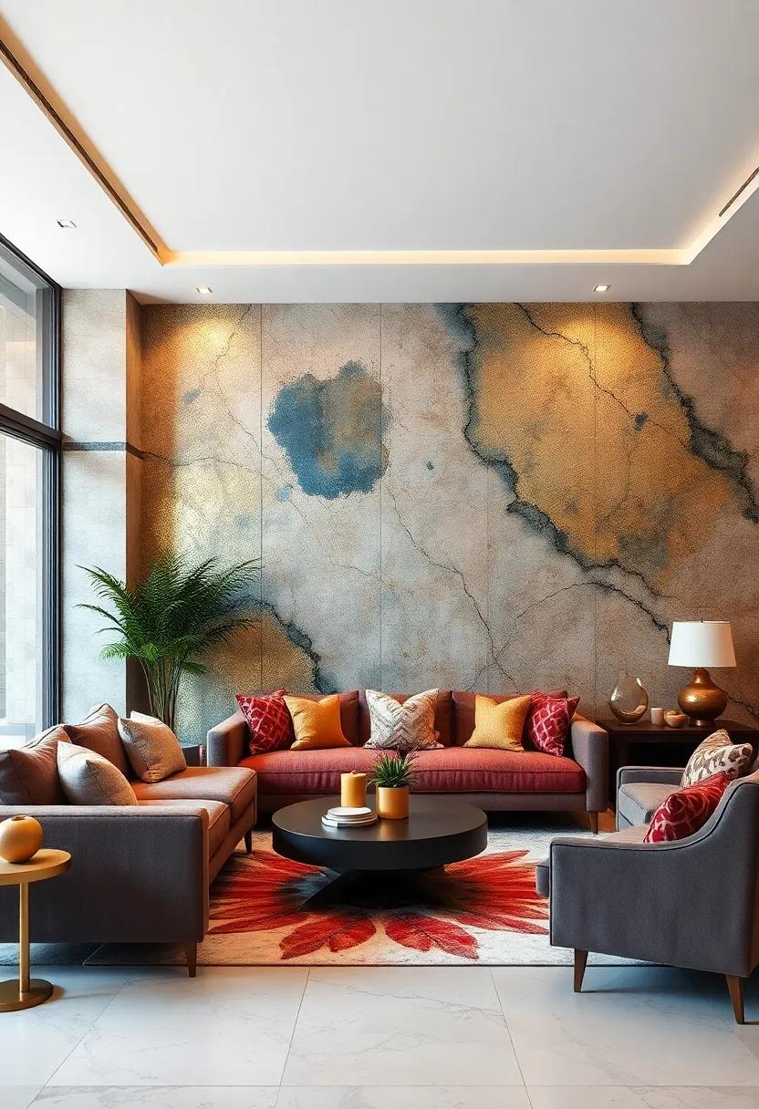 Metallic Touch: Introduce a hint of glamour with metallic abstract designs that⁢ reflect light and add a touch of ​elegance to your ⁤living area