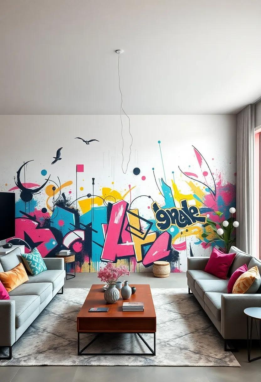 Urban graffiti: Add ⁤an edgy, urban touch to your living room with vibrant ​graffiti-inspired ‌wallpapers‍ that celebrate street art and creativity