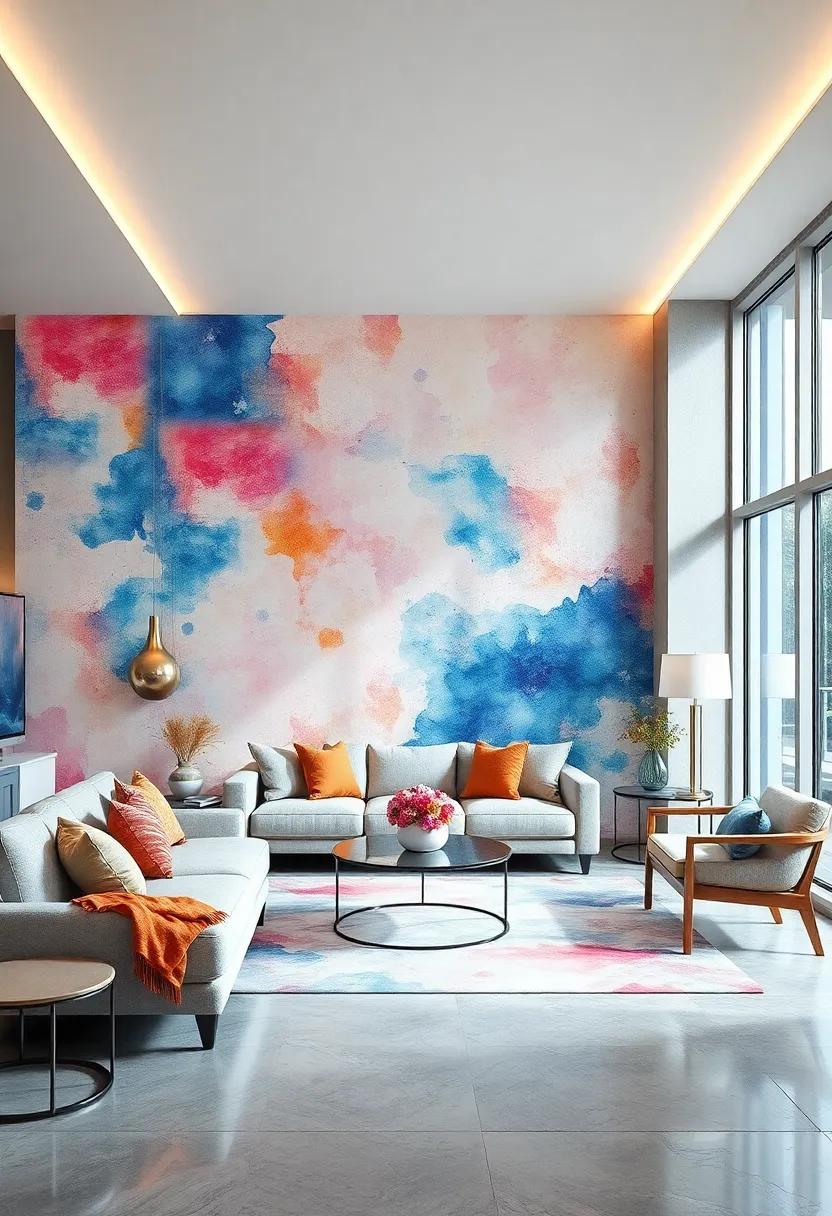 Watercolor Bliss: Infuse your space ⁣with the ⁢fluid artistry of watercolor prints, blending colors beautifully to give your living⁢ room an artistic flair