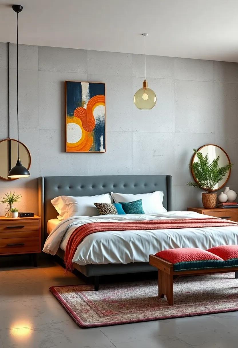 Retro Revival Set: This funky collection pays homage to past decades with bold patterns and colors,perfect for those looking to make a lively statement in their bedroom