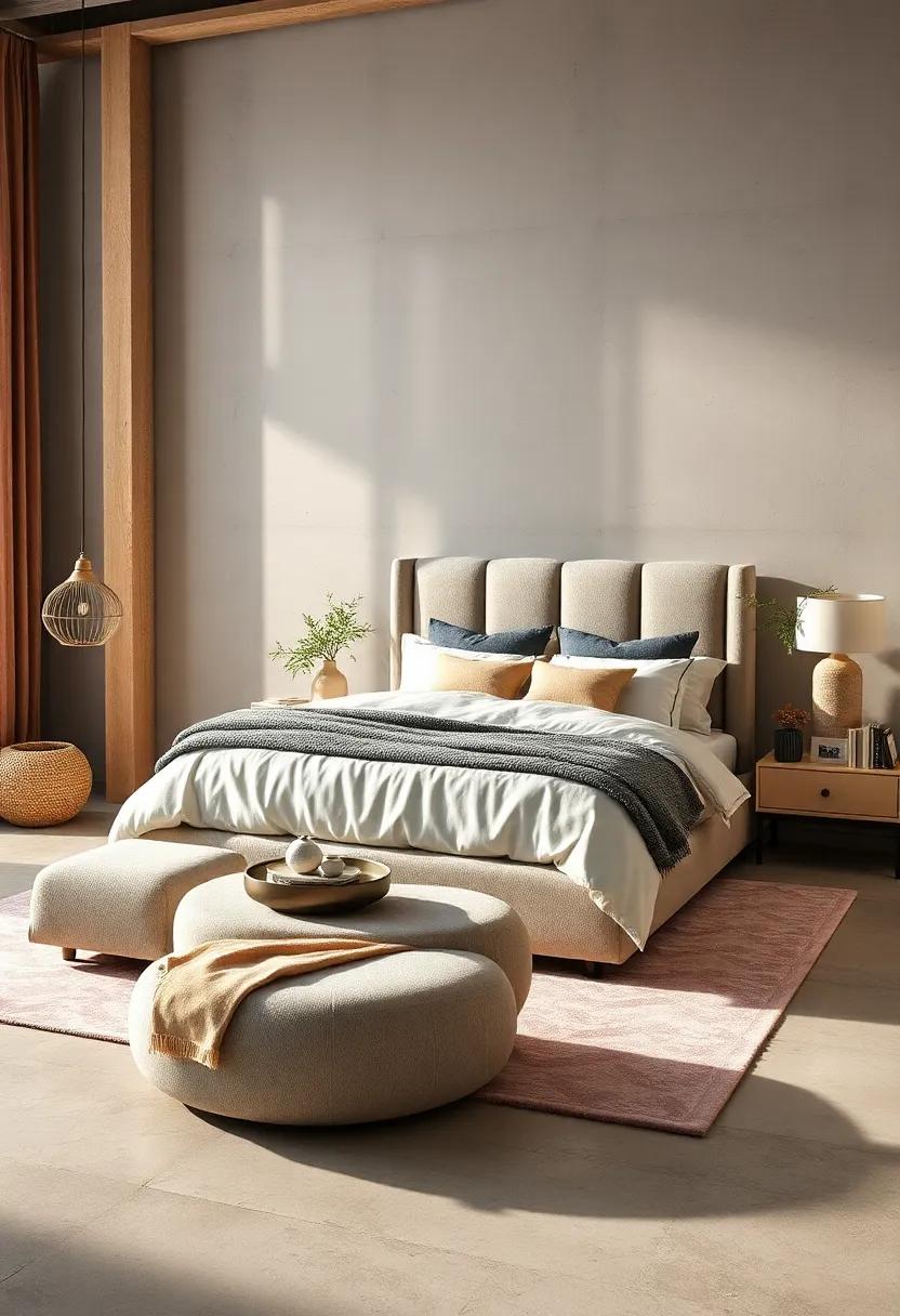 Serene sanctuary Set: Create a peaceful hideaway with this soothing bedroom collection, which includes soft textures and muted colors that promote relaxation and tranquility