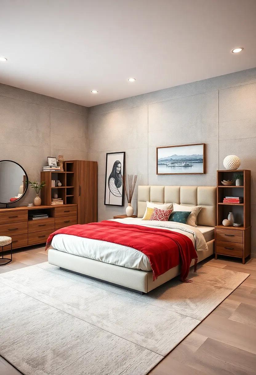 Smart Storage Solutions Set: Perfect for small spaces, this furniture collection features beds with built-in storage and stylish shelving units to keep your bedroom clutter-free and organized