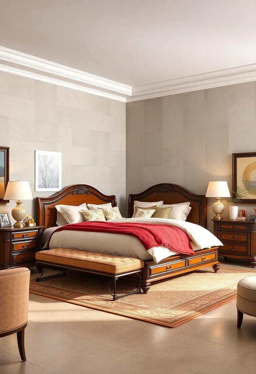 Traditional Elegance Collection: Channel opulence with this traditional-style set, featuring rich woods and intricate carvings that add an air of sophistication without exceeding your budget