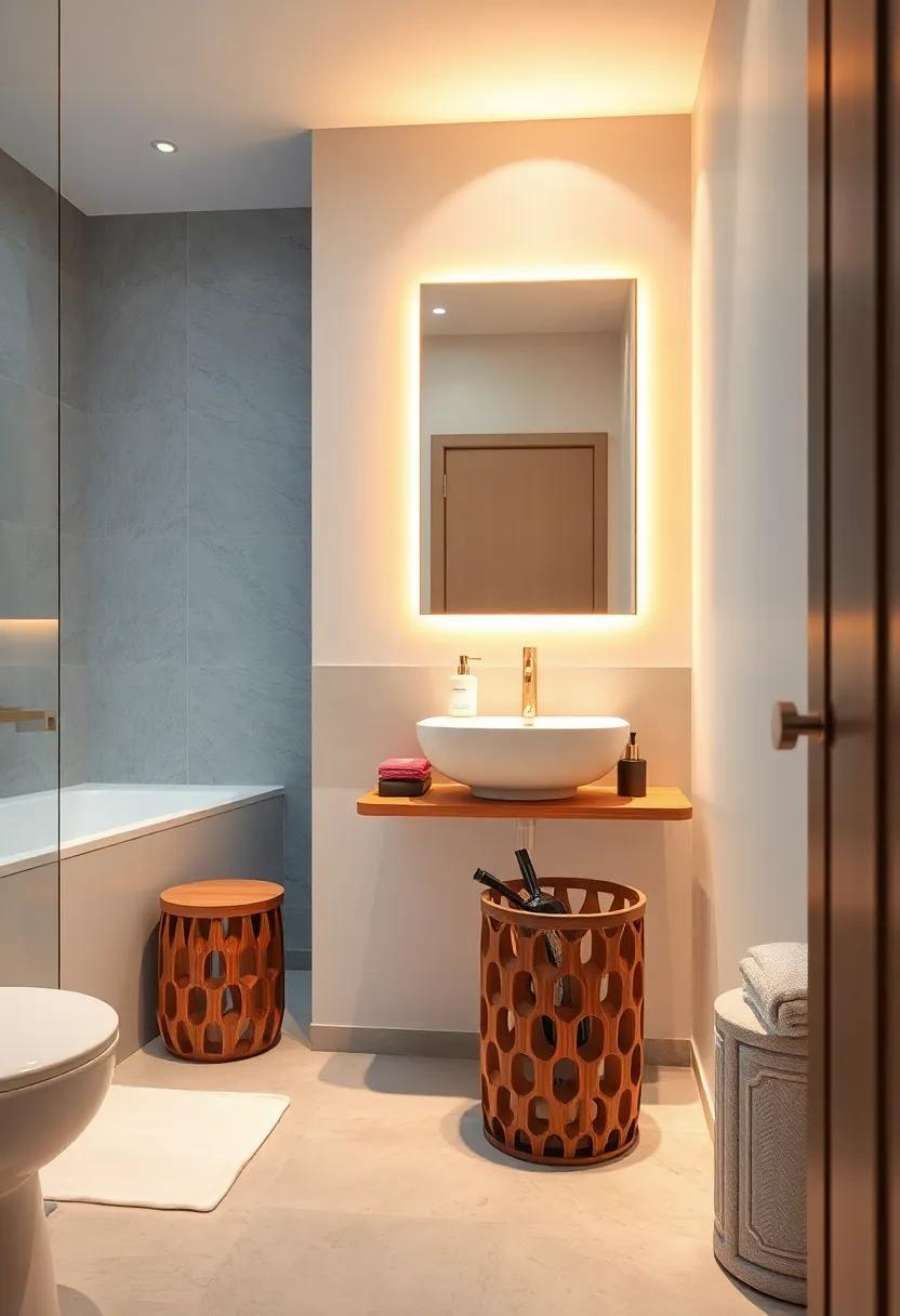 Chic Wastebasket: Select a decorative wastebasket that doesn’t compromise your style, keeping your bathroom neat and tidy