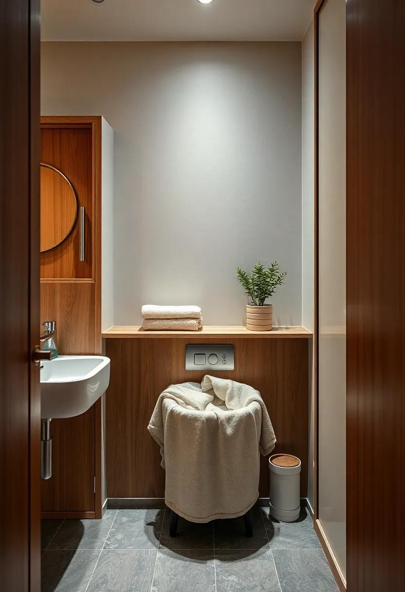 Hidden Hamper: A whirl of fabric can be unappealing; therefore, a stylish hidden hamper can keep dirty laundry discreetly tucked away