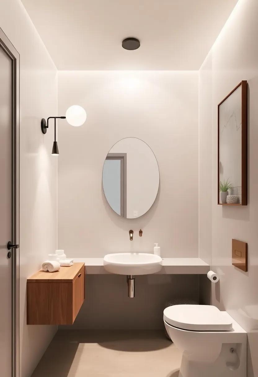 Floating Fixtures: Choose wall-mounted lights or pendants that free up space, making your bathroom feel larger and more airy