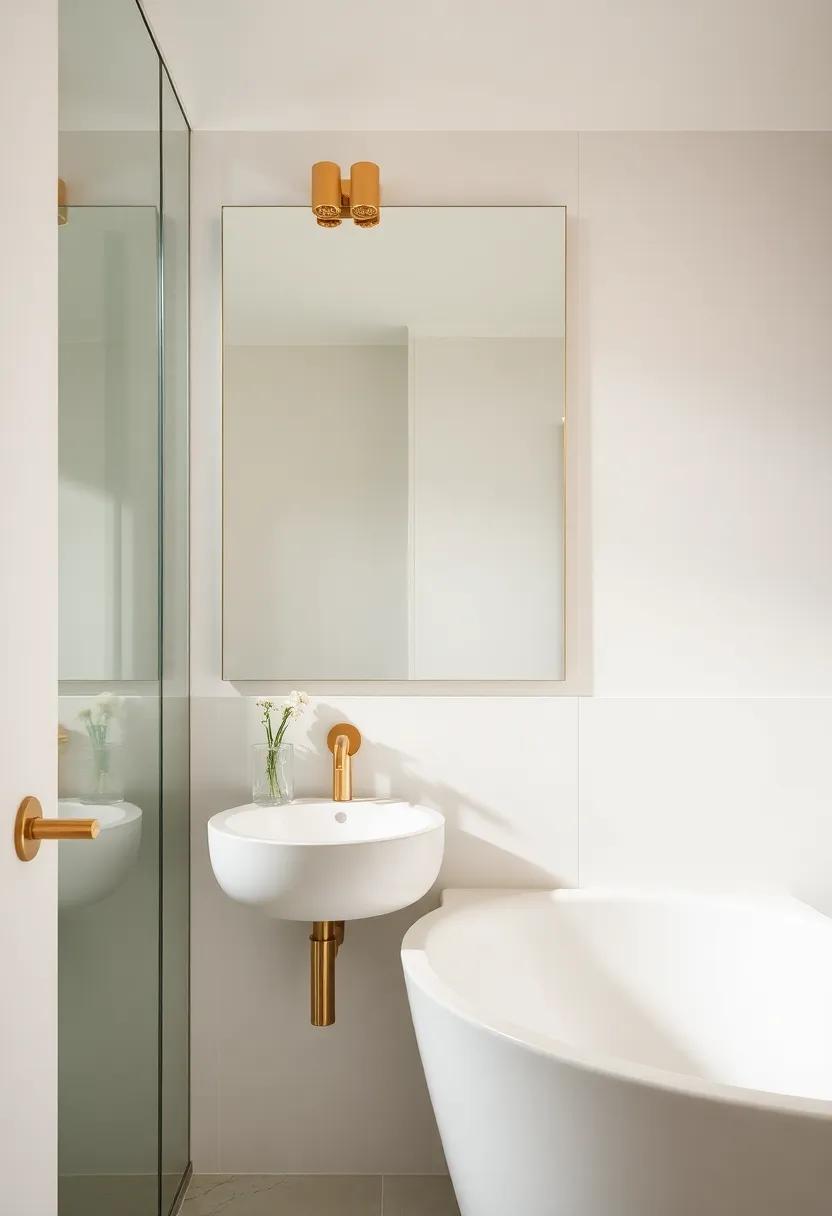 Glamorous Metallics: Shine bright with gold or silver fixtures that add a touch of opulence and sophistication to your bathroom