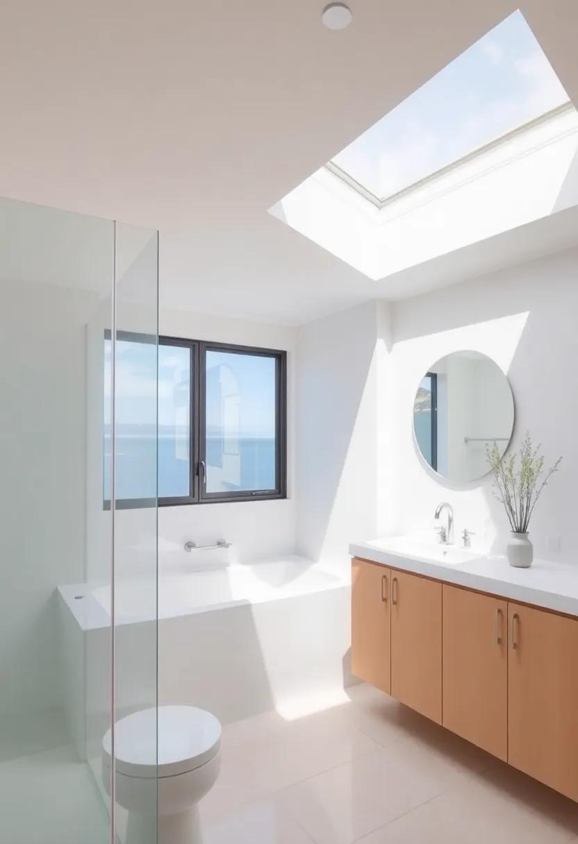 Skylights: If possible, consider adding skylights or sun tubes to flood your bathroom with natural light, enhancing the overall feel