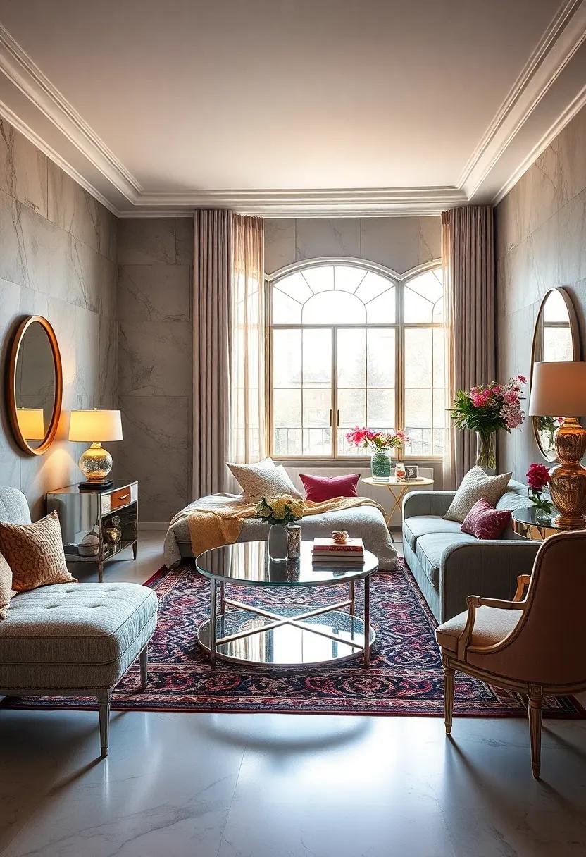 Revel in eclectic decor through a mix of mirrored and non-mirrored elements that together create a unique yet cohesive visual narrative