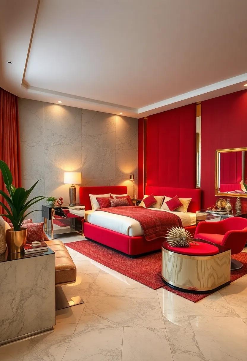 Celebrate the bold designs of Art Deco with contrasting rich colors against sleek reflective surfaces, merging the past and present in stunning cohesion