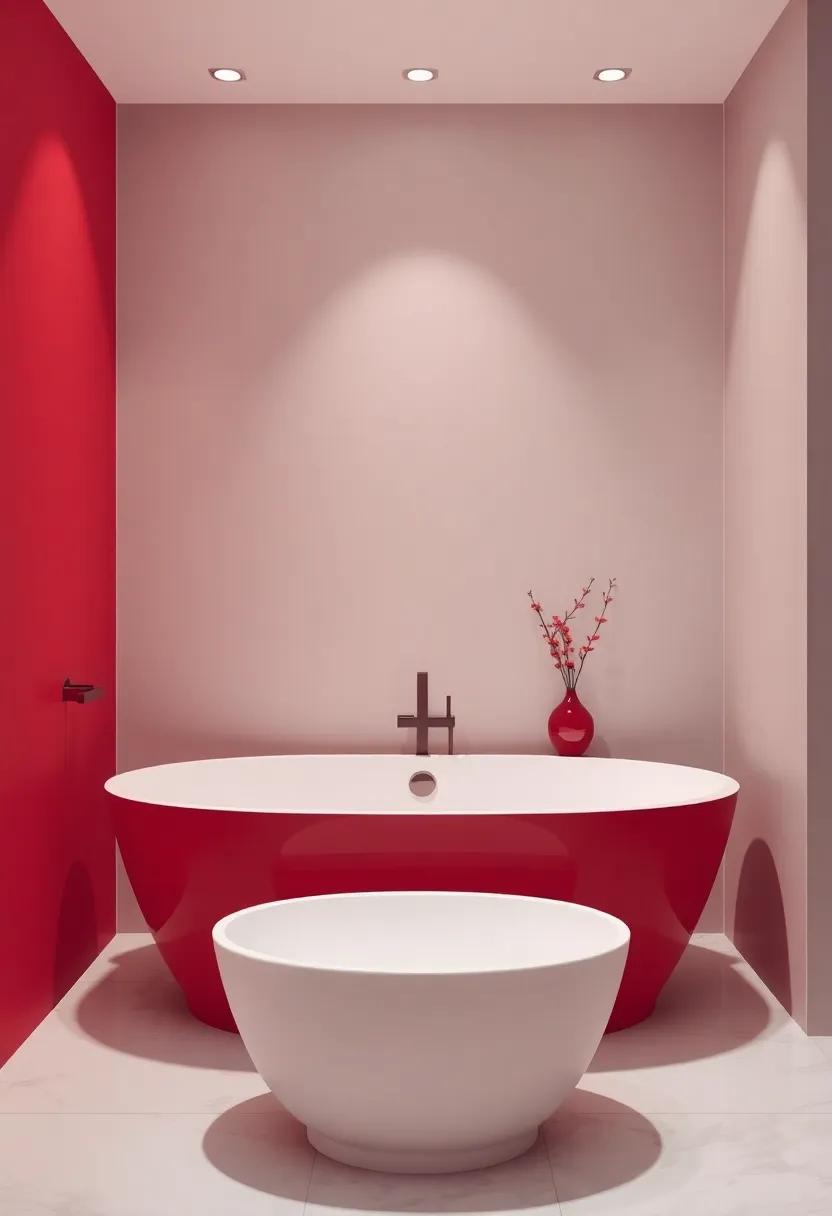Luxurious Red Bathtubs as Focal Points in Contemporary Bathroom Spaces