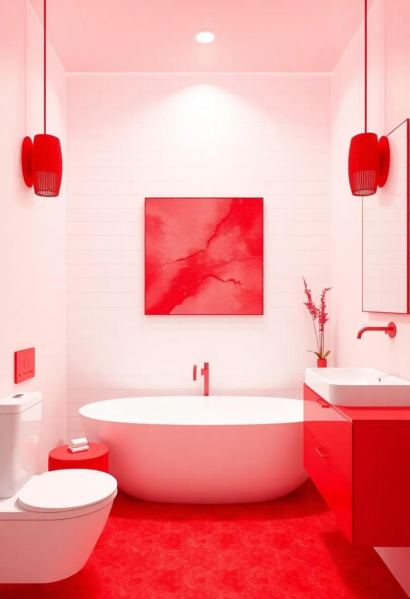 Stunning Red Artwork That Makes a Bold Statement in Any Bathroom