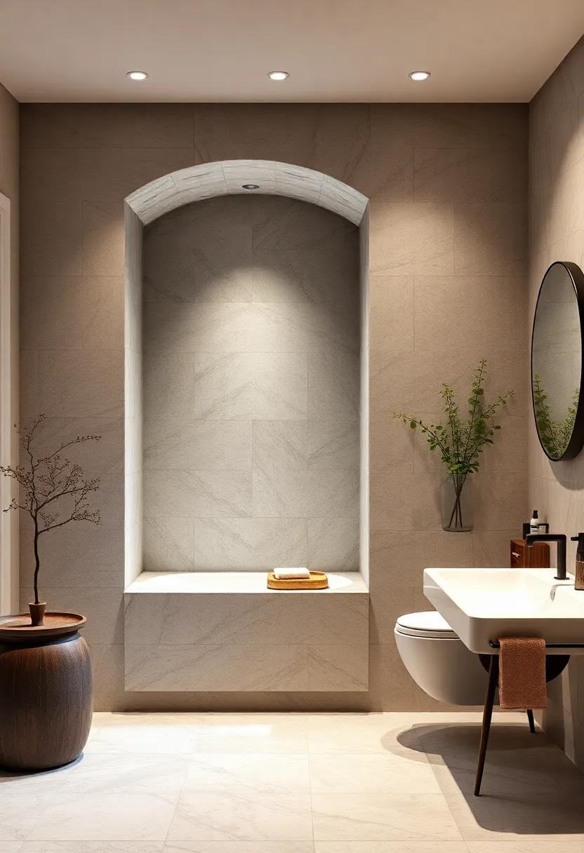 Artistic Stone Niche: ‍Utilize natural stones to create ⁣an⁣ artistic niche that doubles as a stunning⁣ architectural‍ feature within your bathroom
