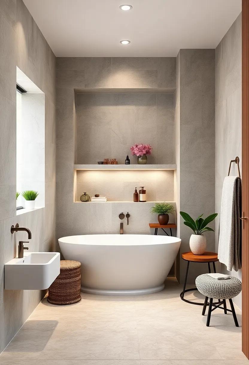 Open Display Niche: ⁢Choose ‍an open niche design that allows⁤ easy ⁢access⁣ to daily​ essentials while⁣ displaying chic containers or decorative items for a personalized touch