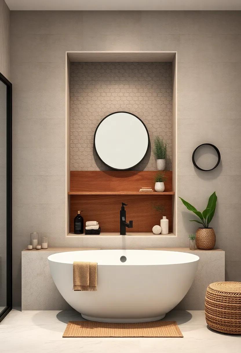 Rustic​ Wooden Niche: Introduce ‌warmth with a reclaimed wood ​niche that fits perfectly into a rustic or farmhouse-style​ bathroom, merging​ beauty with⁣ practicality