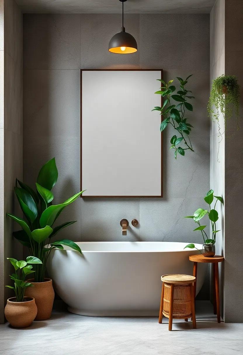 ZZ plant: This eye-catching,low-maintenance plant is perfect for dimly lit spaces; its waxy leaves add a glossy touch to any bathroom decor
