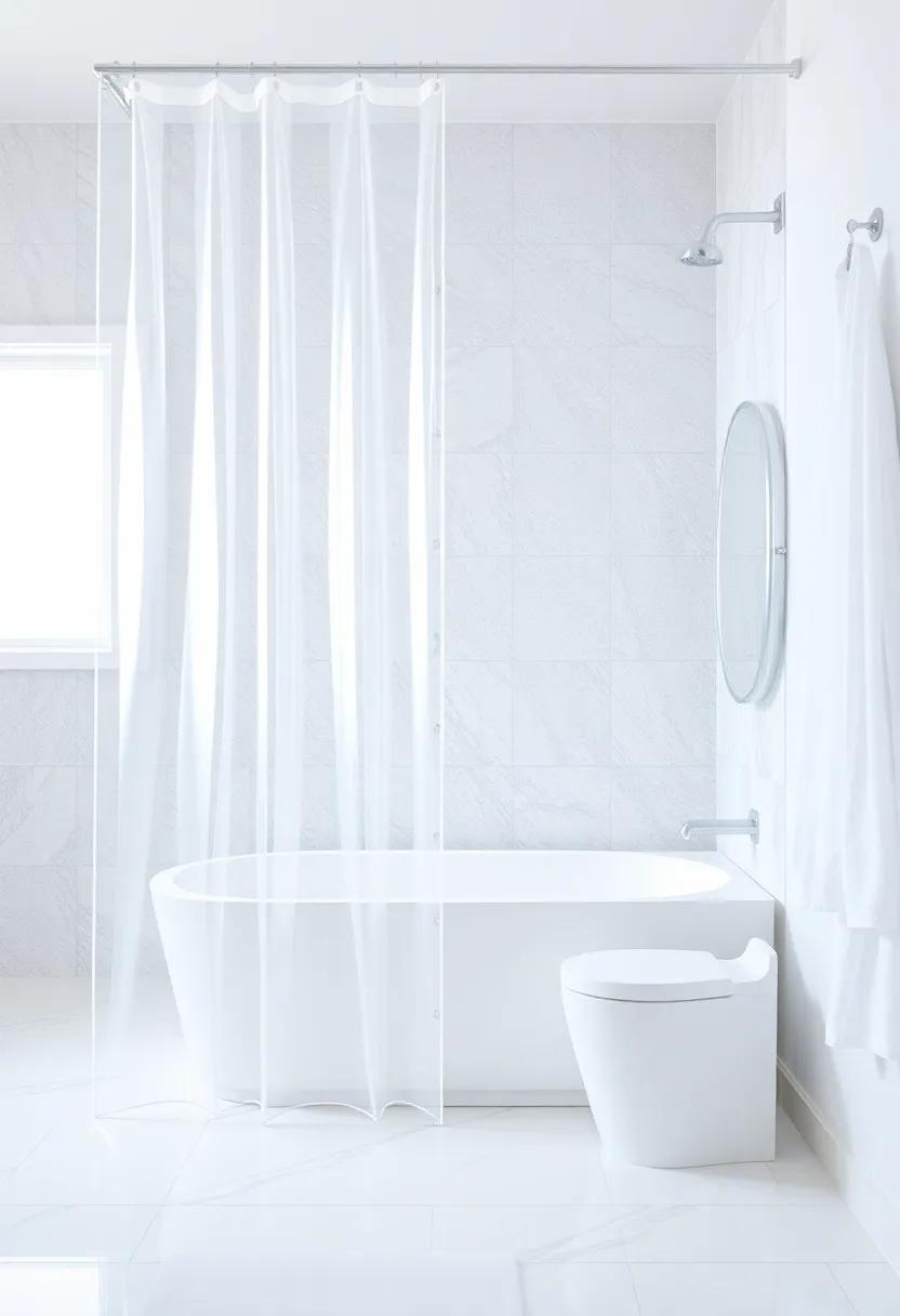 Clear Shower Curtains: ‌Embrace transparency with a clear curtain that keeps your bathroom feeling open while still offering a bit of privacy