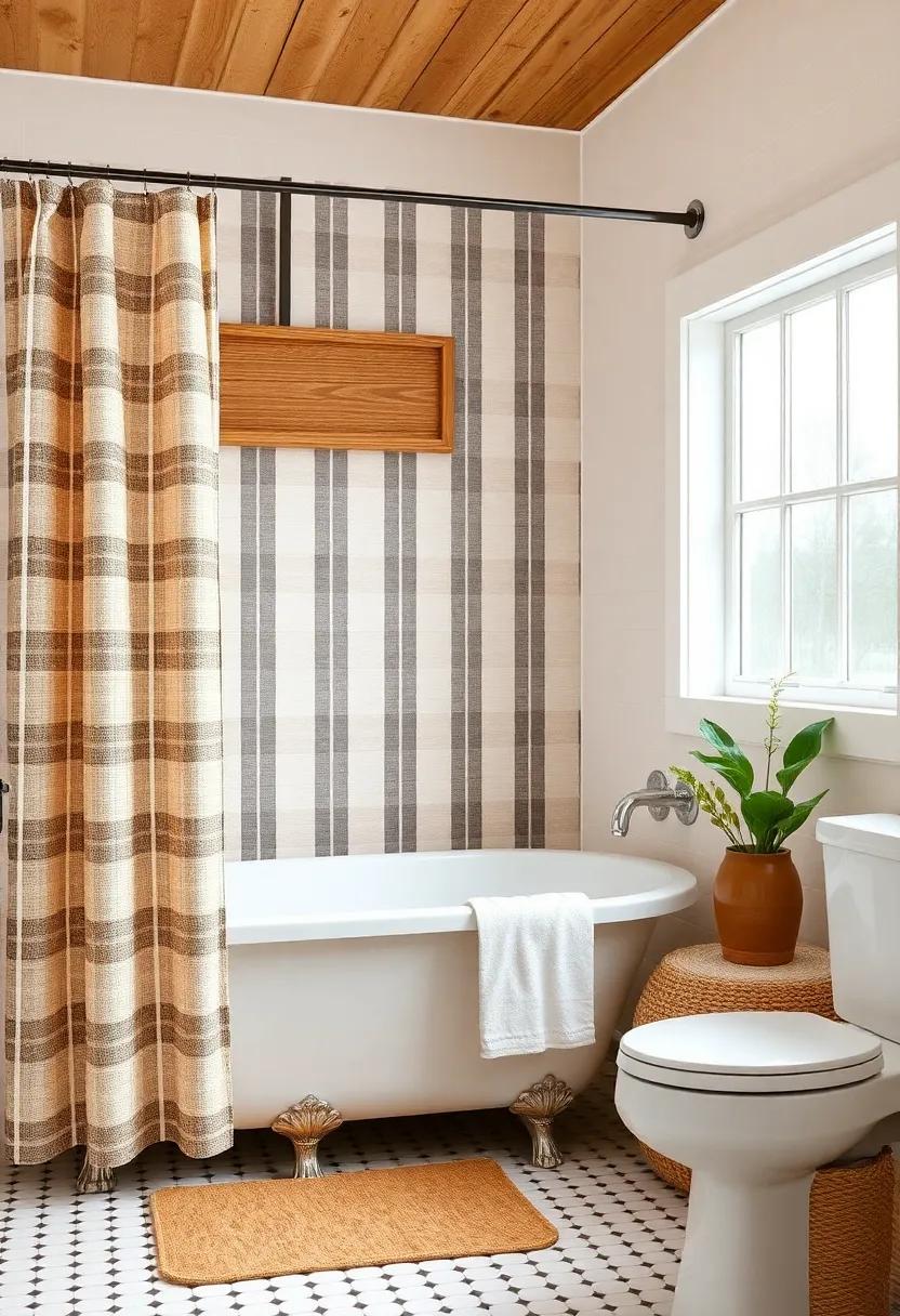 Farmhouse⁢ Style: Bring rustic ‍charm with plaid patterns or shabby chic designs that capture ⁤the​ warmth of ⁤a cozy farmhouse bathroom