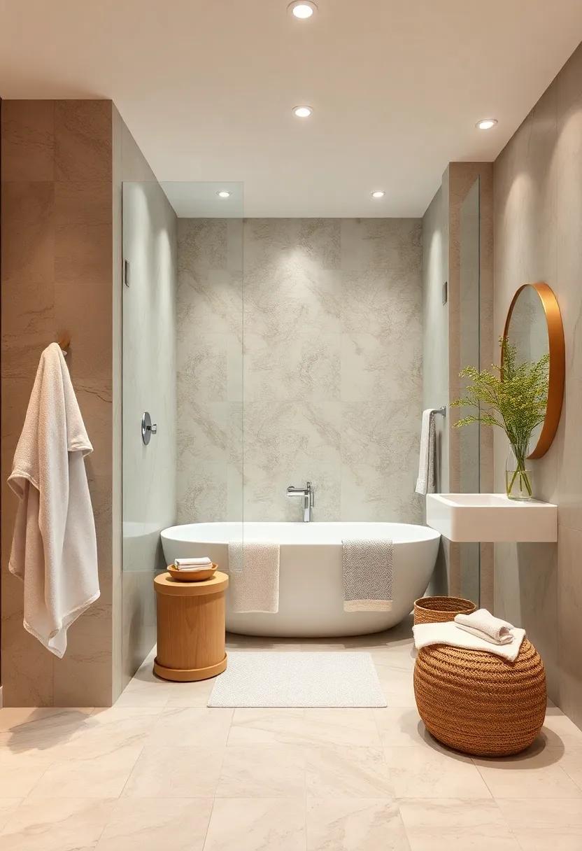 Spa-Inspired Decor: Use soft, muted colors and plush⁤ towels to ​evoke the ‌calming atmosphere of a high-end spa ​right in ⁣your own ⁢bathroom