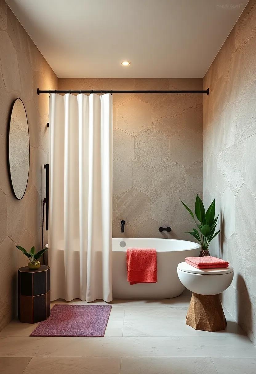 Textured Shower⁣ Curtain: ⁤Opt for a textured or patterned shower curtain that⁢ adds dimension without⁤ overwhelming the senses