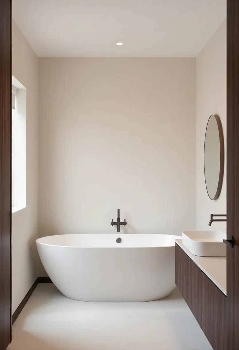 Capturing the Essence of Minimalism with Light Colors to Balance Dark Wood Finishes