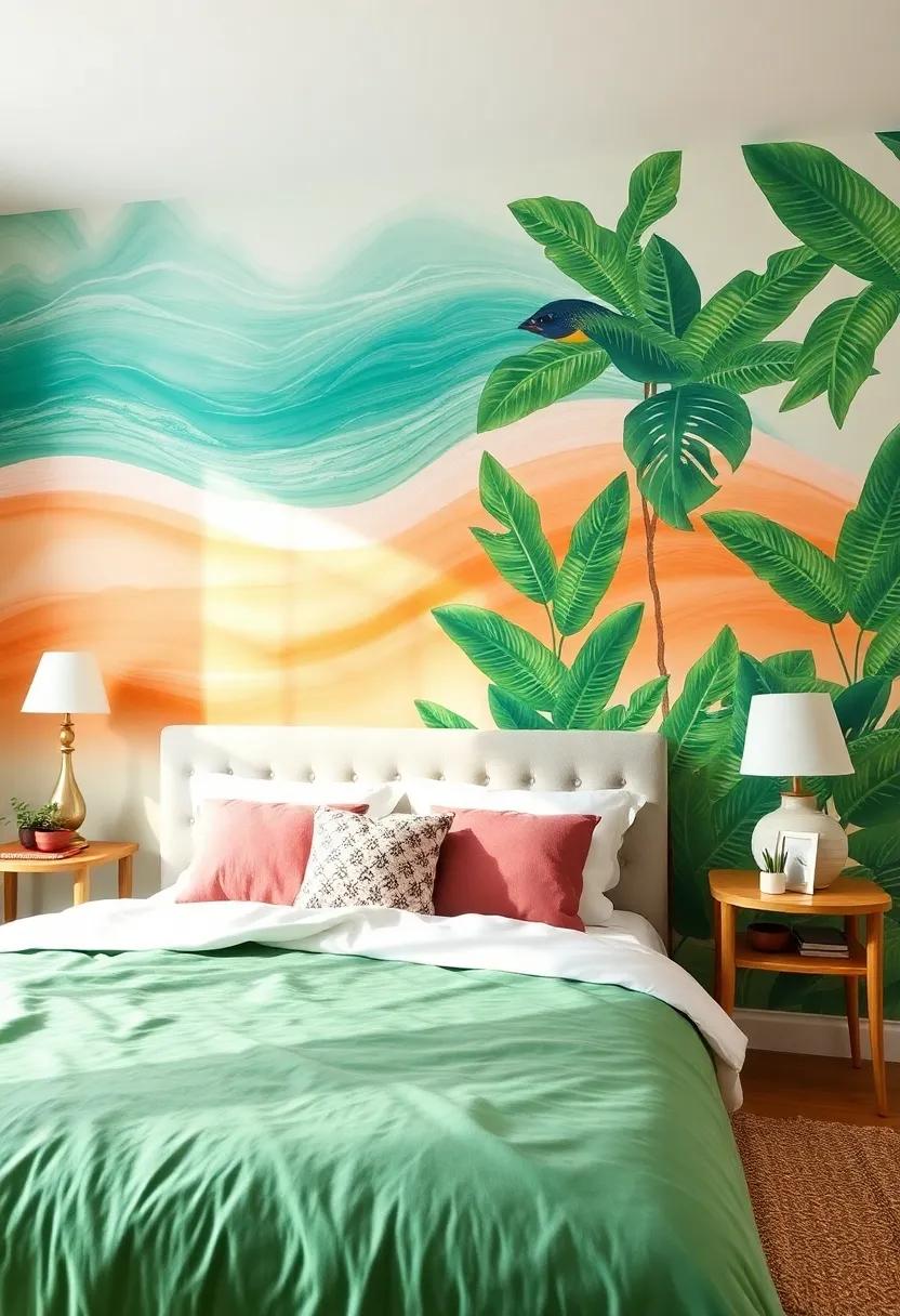 Tropical Vibes: Infusing Your Bedroom with Lush Greens and Bright Accents