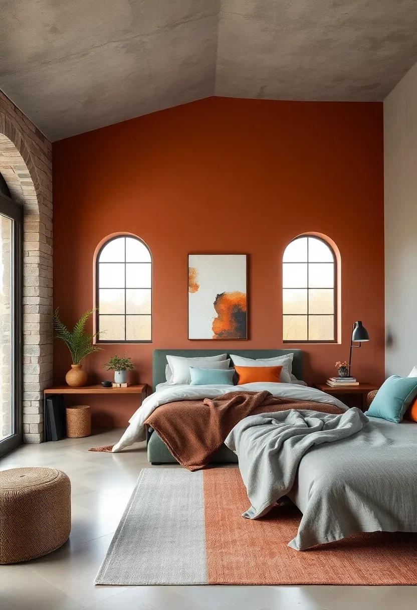 Terracotta: warm terracotta tones ground your⁤ bedroom, juxtaposing gray with earthy richness that ‌evokes a cozy vibe