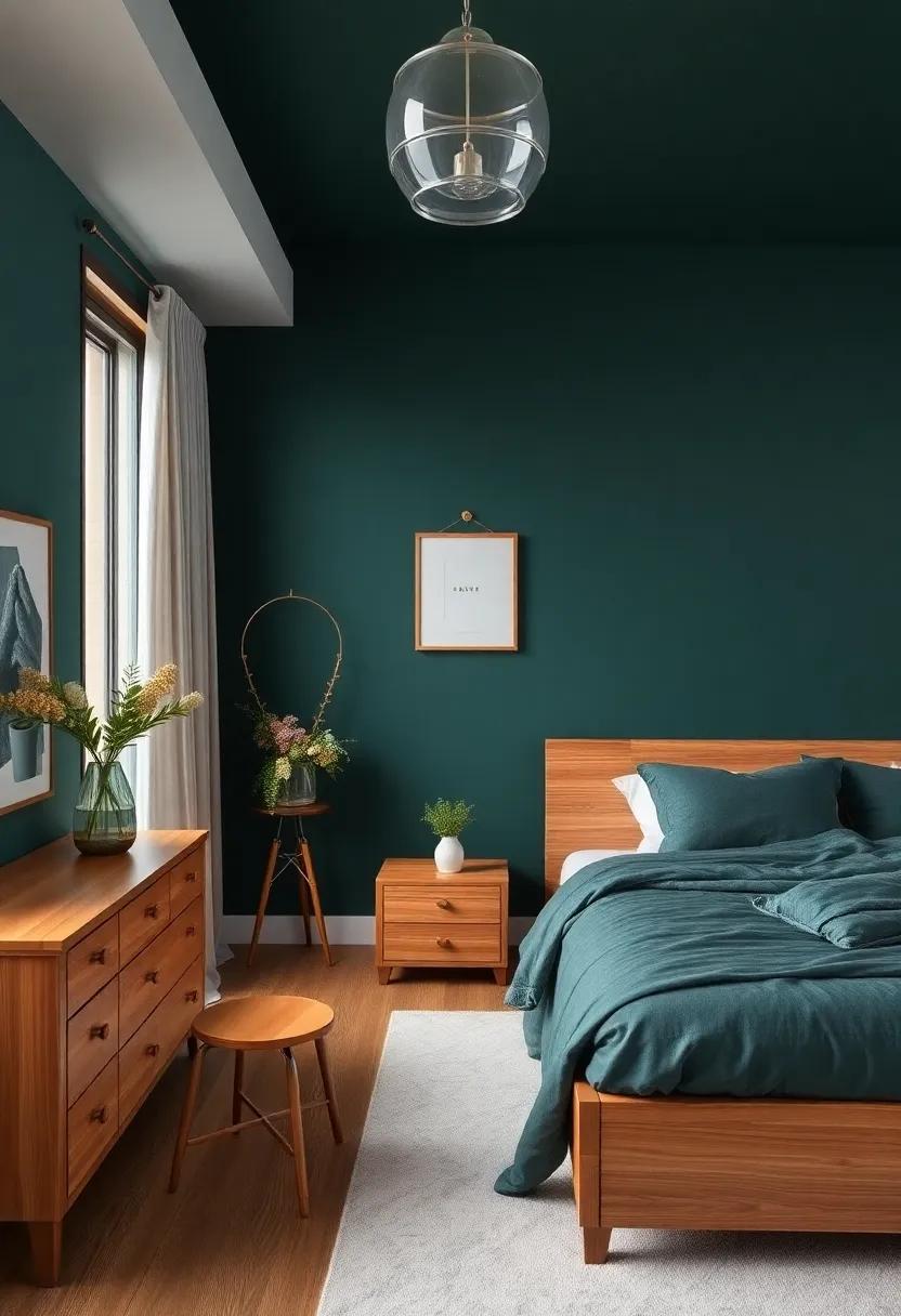 Dive into Deep Jewel Tones for a Luxurious Contrast Against Wood