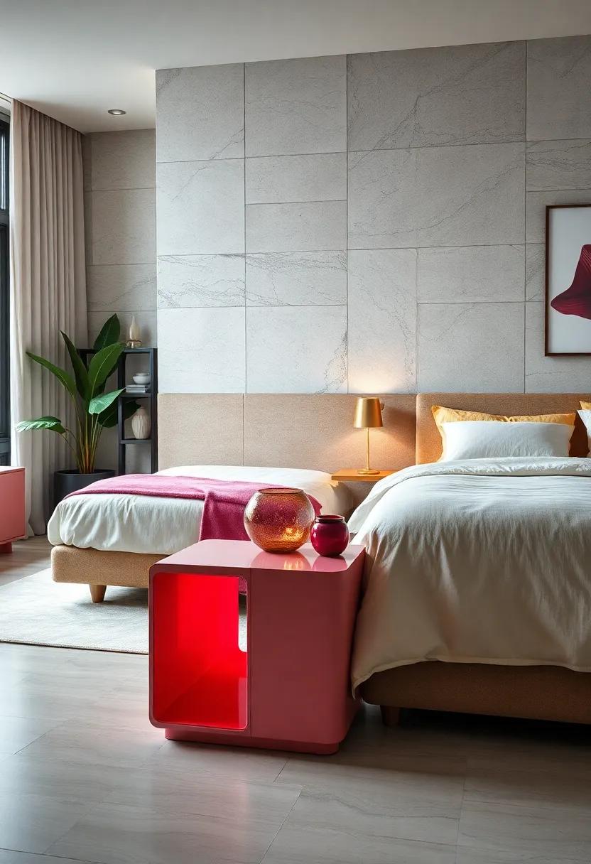 Create visual interest with‍ an avant-garde nightstand featuring⁤ geometric ⁤shapes and a high-gloss finish, perfect for a modern ​aesthetic