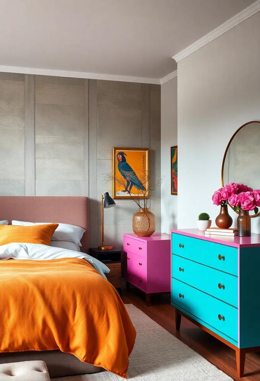 Showcase a ‌sleek, mid-century ⁤inspired dresser ⁤in a vibrant hue, offering a‌ nostalgic touch​ while keeping the‌ decor fresh and ⁤modern