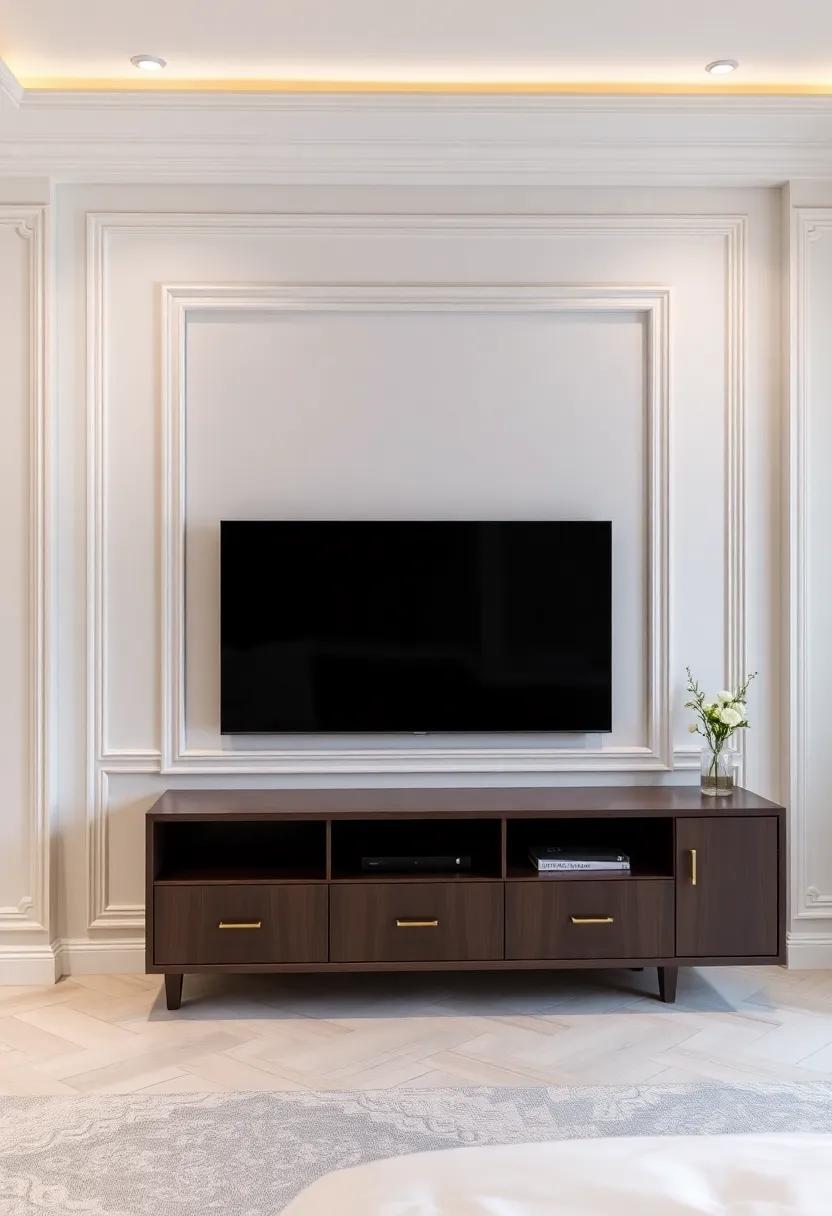 Elegant Borders: Featuring decorative moldings, this design adds a touch of sophistication, elevating your TV area without ⁤overwhelming ⁤the room