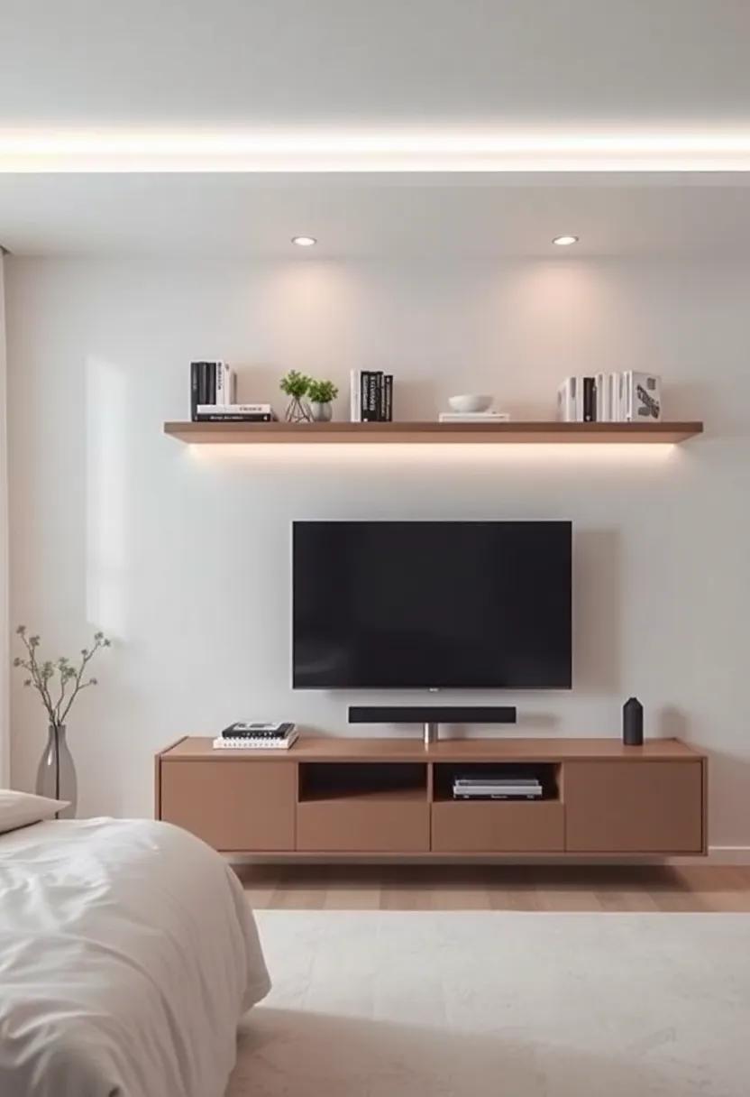 Open ⁣Concept: shelves above ⁤and below the​ TV lend versatility ‌for displaying books ‌and décor, turning the unit into a personalized showcase