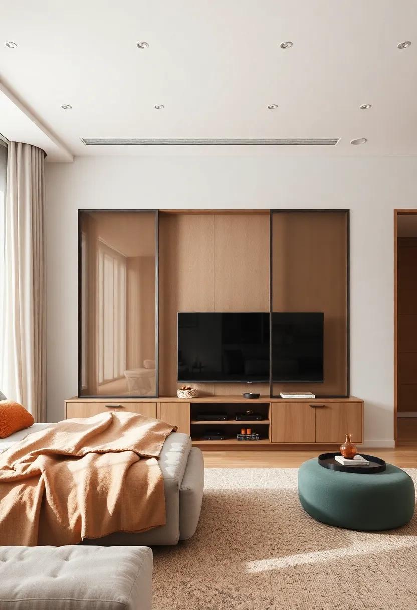 Elegant Glass Fronts: A sophisticated unit with glass ⁢sliding doors that provides a sleek and modern ‌aesthetic while keeping your⁣ tech ⁣discreet