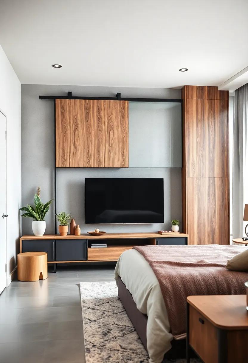 Modern Industrial Charm: An⁤ edgy⁣ metal and wood combination that brings an urban vibe, ‌featuring sleek sliding doors and ​ample storage