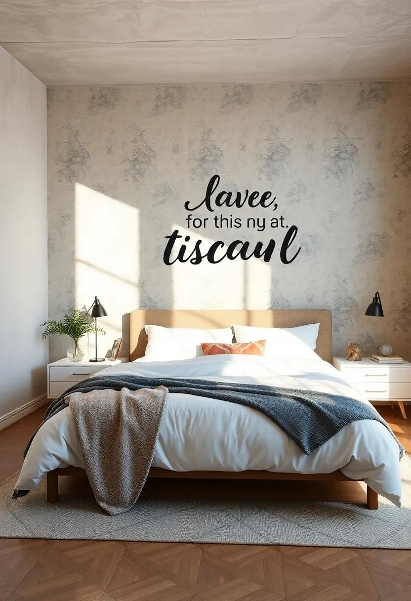 Motivational Wall Murals: Cover an entire wall with a mural that features uplifting typography, turning your bedroom into an artistic statement