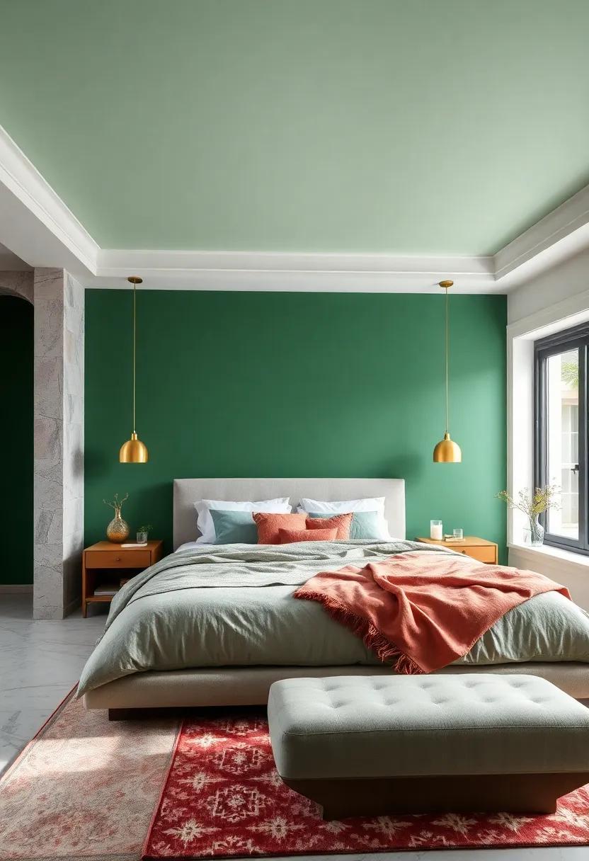 Cool Jade: A luxurious ‍jade green creates an ‌elegant⁢ yet calming atmosphere, working effortlessly ⁢with gold or ⁢brass accents for ⁤a touch of warmth