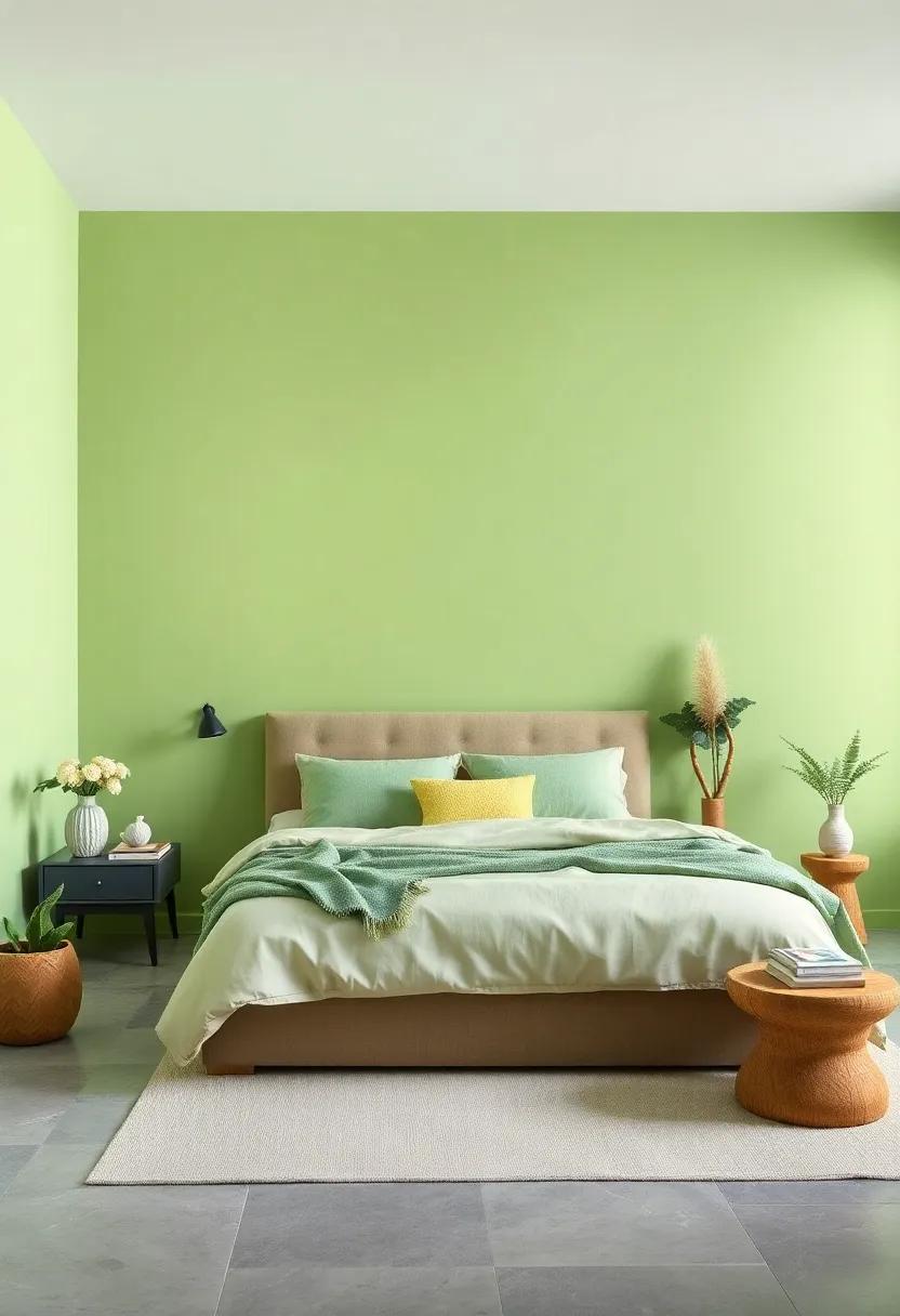 Pistachio Delight: A playful‌ twist on green, pistachio adds a ⁣light-hearted touch to your bedroom while maintaining​ a soft, relaxing appeal