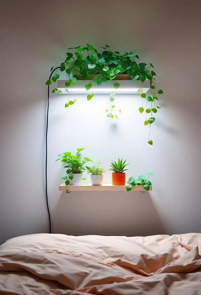 Wall-Mounted ‌Grow Light: Install a grow light with ⁢a plant shelf, allowing you to‍ cultivate your green friends in any part of your bedroom