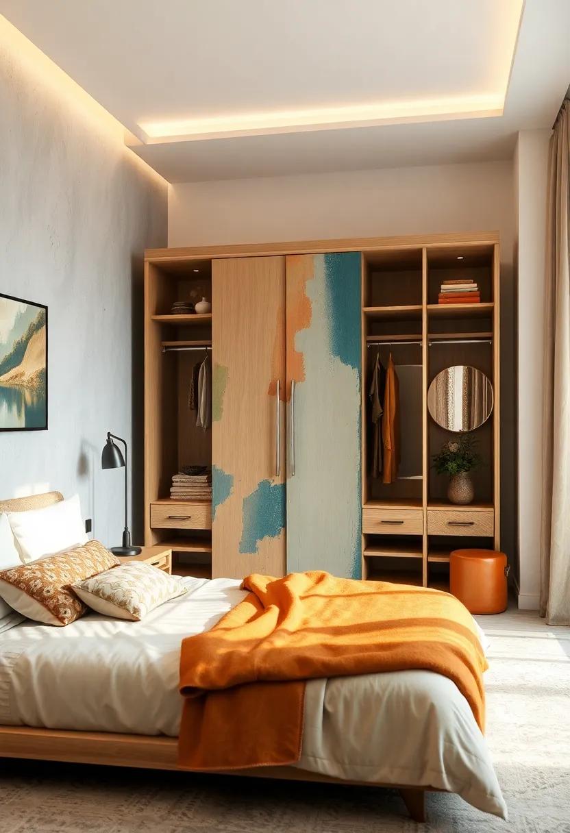 Celebrate artistic expression with a⁤ hand-painted wardrobe adorned with unique pull-out racks, crafting a one-of-a-kind storage solution for your ⁣bedroom