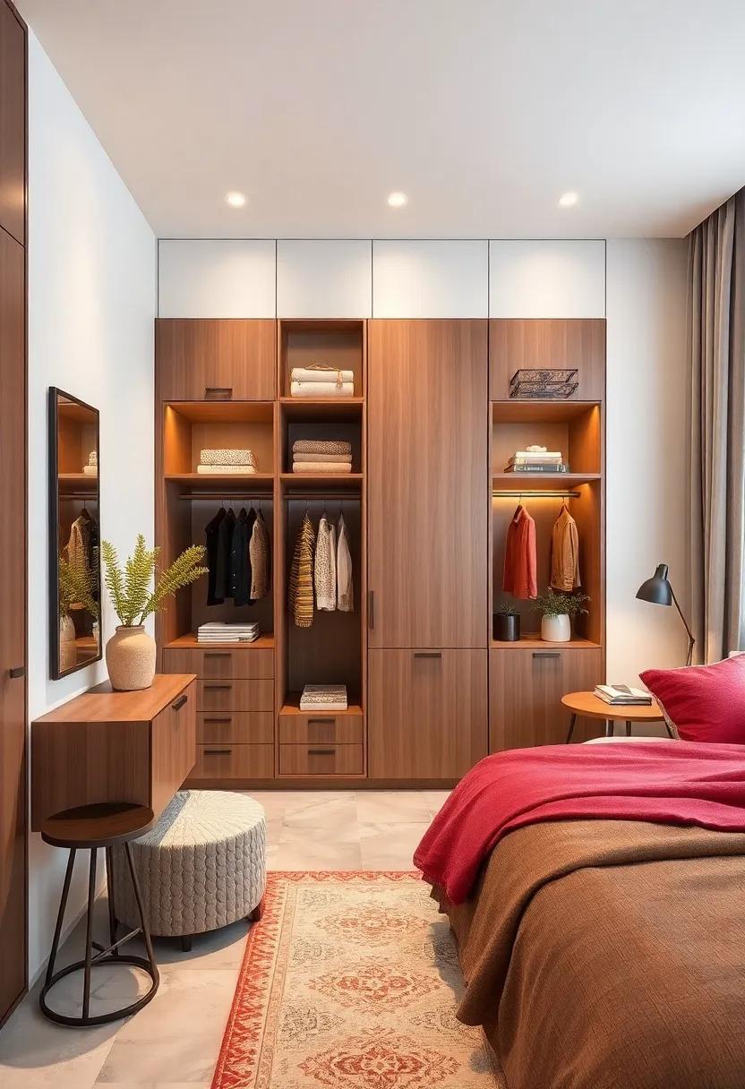 Elevate your guest room with a stylish wardrobe that features pull-out‌ racks, ensuring ample storage for visitors without compromising⁣ on aesthetics