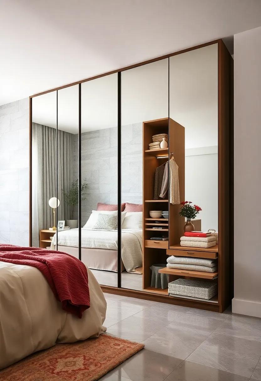 Experience the luxury of a fully‍ mirrored wardrobe, with pull-out racks that⁤ offer not only storage but also a ‌stylish dressing space