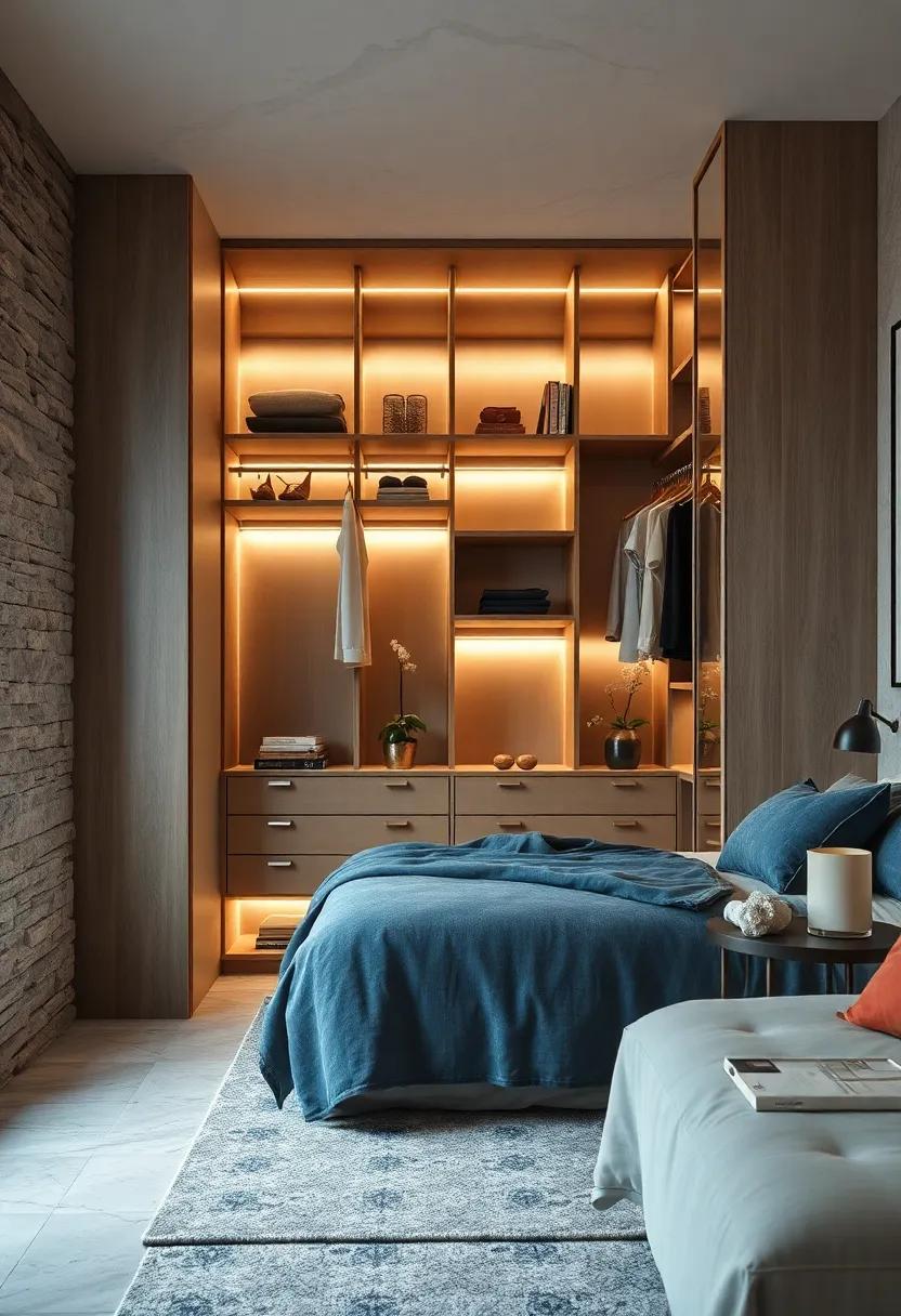 Leverage built-in lighting ‍within a wardrobe⁤ featuring pull-out ‌racks, making it easy to find exactly what you’re looking for, even in the dark
