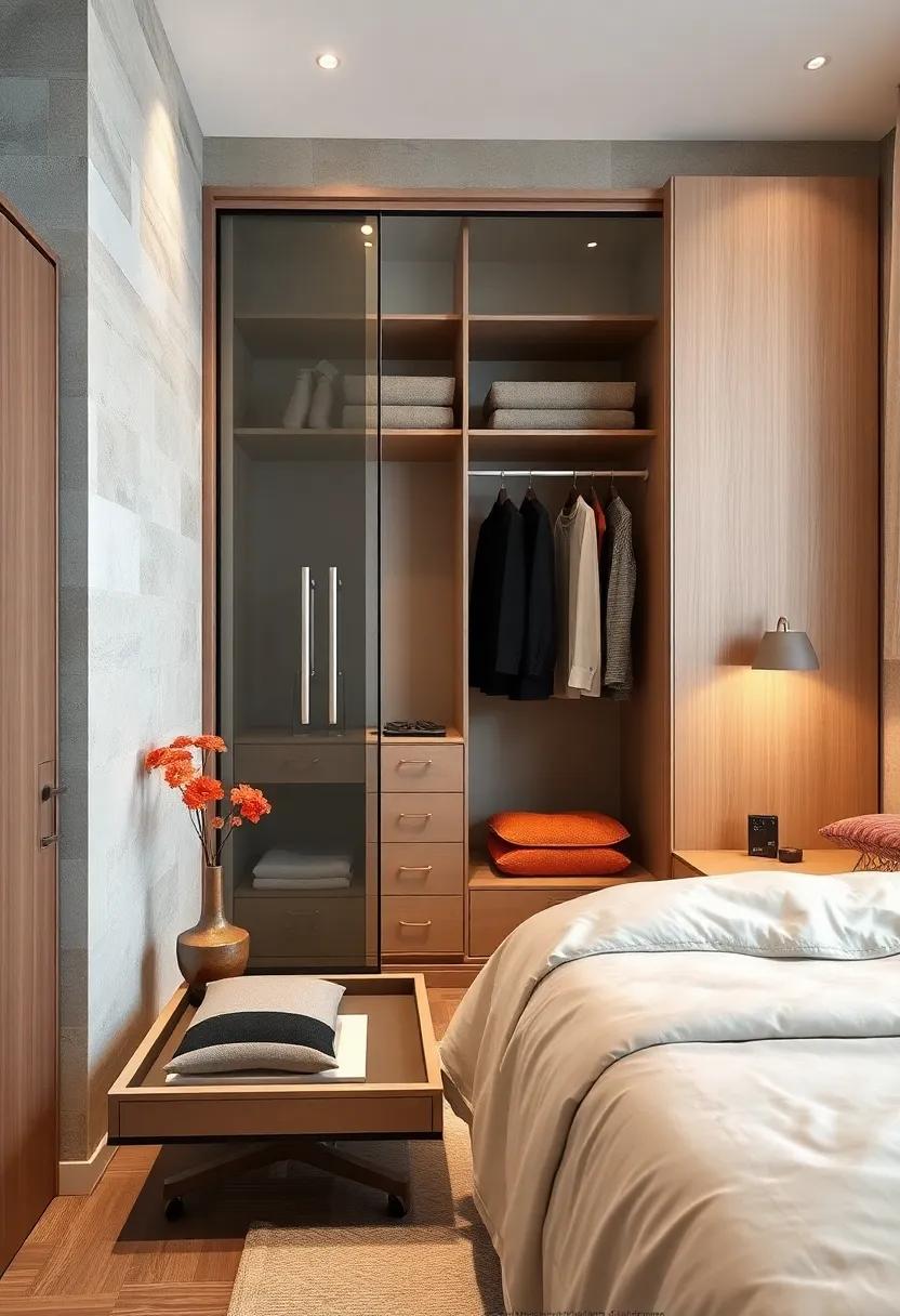 Transform your closet experience with a minimalist wardrobe featuring sleek pull-out racks that maximize space while keeping your belongings easily⁢ accessible