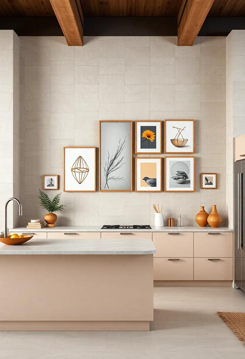 Artistic Display: Create a gallery wall with framed artworks or photographs that resonate with your beige kitchen theme