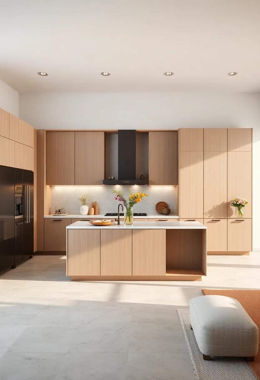 Kitchen Island: Design a contrasting kitchen island in a darker hue to serve as a centerpiece, enhancing the overall design of beige cabinets