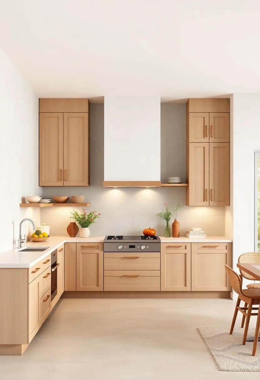 Wall Color Harmony: Choose a wall paint color that harmonizes with the beige tones of your cabinets for a cohesive and stylish look
