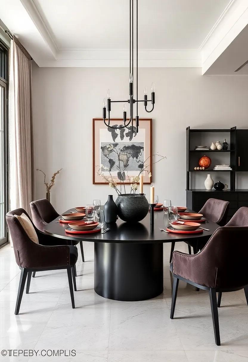 Bold Centerpieces: Embrace modern artistry with a sculptural centerpiece made from black ceramic or metal that acts as a conversation starter at any gathering