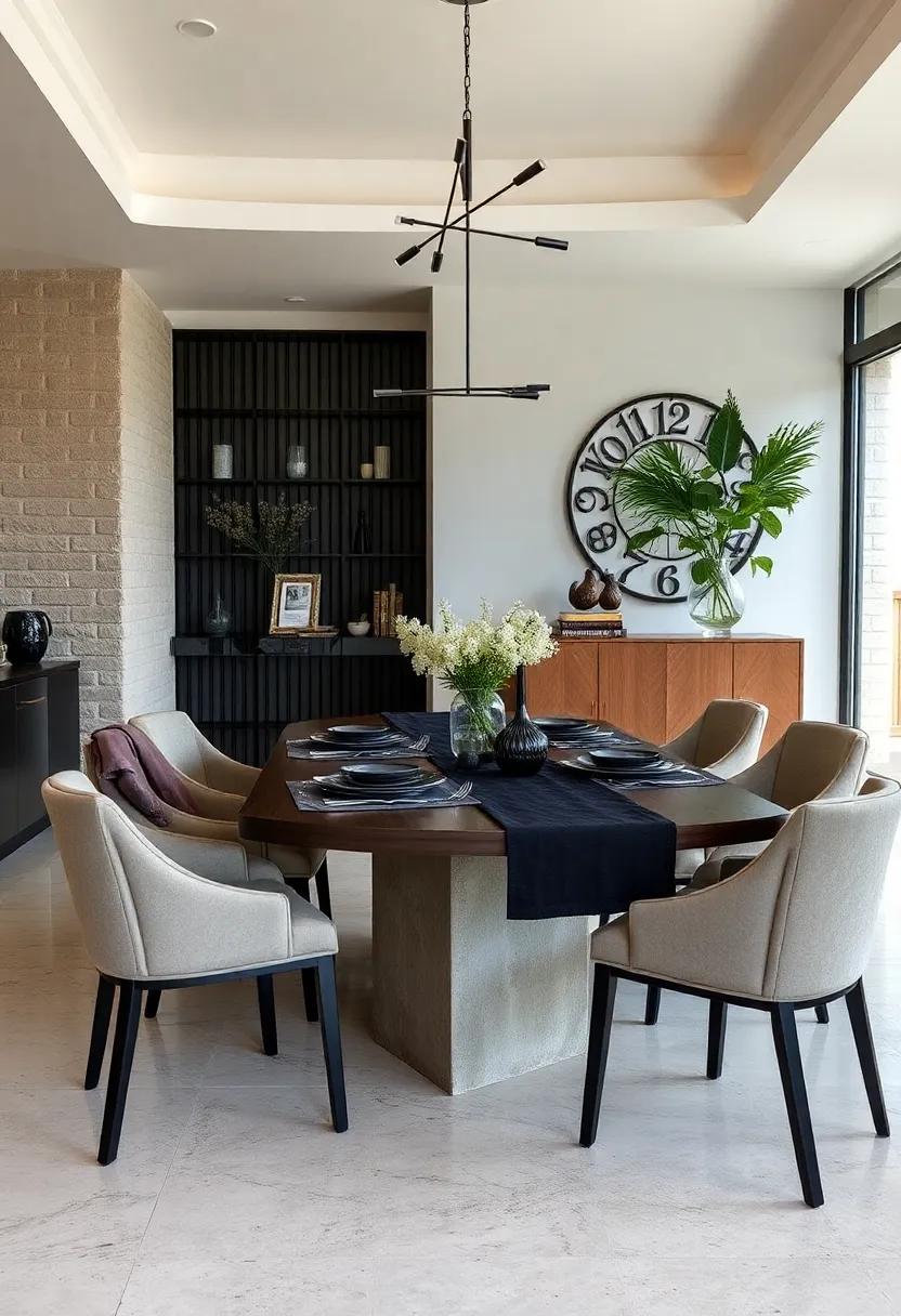 Textured table Linens: Layer rich, textured table runners or placemats in various shades of black and charcoal to add depth and interest to your dining space