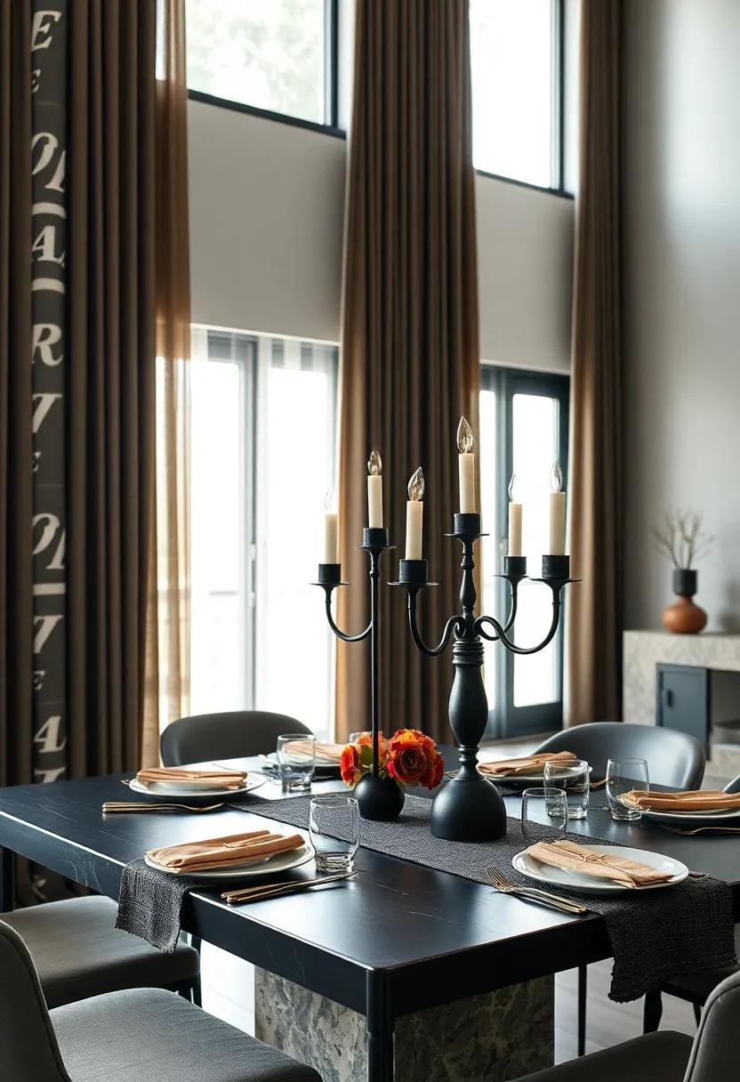 Modern Candelabras: Consider a modern black candelabra as a centerpiece that adds height and drama, perfect for dinner parties and elegant gatherings