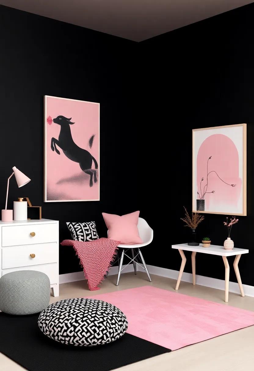 Embracing a chic Aesthetic with Black and Pink Color Palettes for Girls Rooms